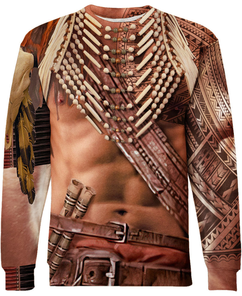 WelcomeNative Brown Motif Native American 3D Hoodie, All Over Print Hoodie