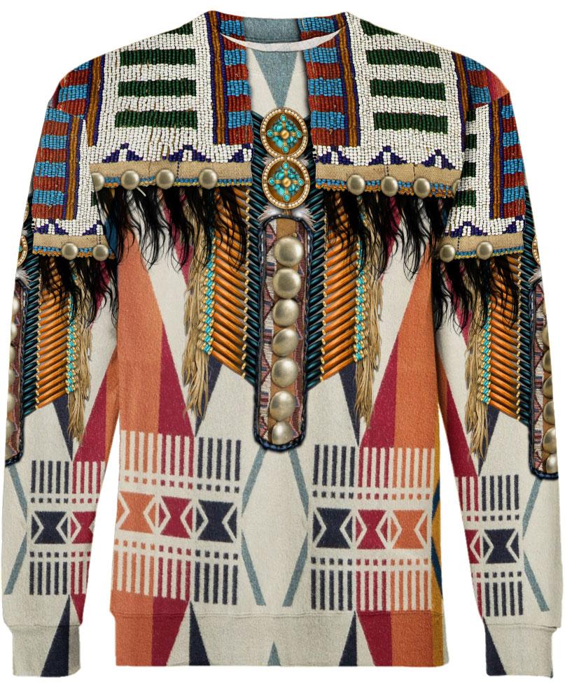 WelcomeNative Brown Multi Pattern 3D Hoodie, All Over Print Hoodie, Native American