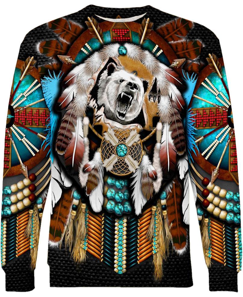 WelcomeNative Native Bear Motifs Hoodie Dress, 3D Hoodie Dress, All Over Print Hoodie Dress
