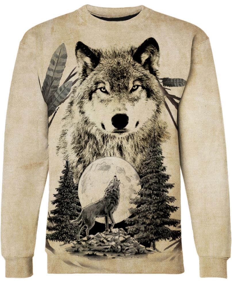 WelcomeNative Old Native Wolf 3D Hoodie, All Over Print Hoodie, Native American