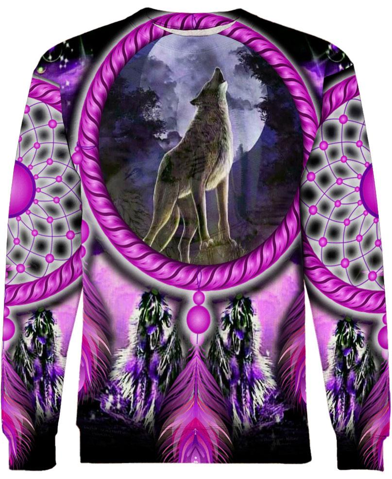 WelcomeNative Native Wolf Violet 3D Hoodie, All Over Print Hoodie, Native American