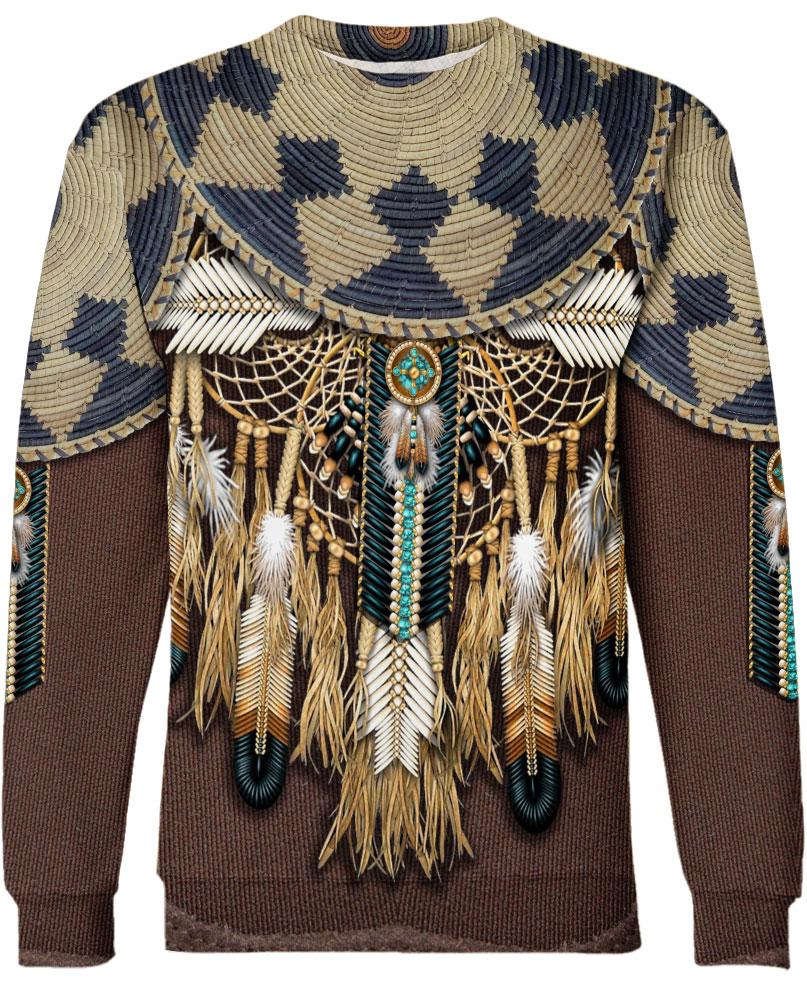 WelcomeNative Brown Native Bead Dreamcatcher 3D Hoodie, All Over Print Hoodie, Native American