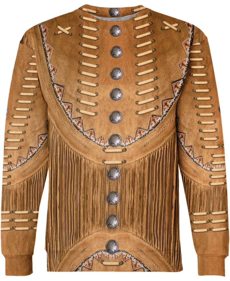 WelcomeNative Brown Native Jacket Style 3D Hoodie, All Over Print Hoodie, Native American