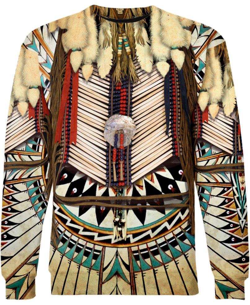 WelcomeNative White Bead Pattern 3D Hoodie, All Over Print Hoodie, Native American