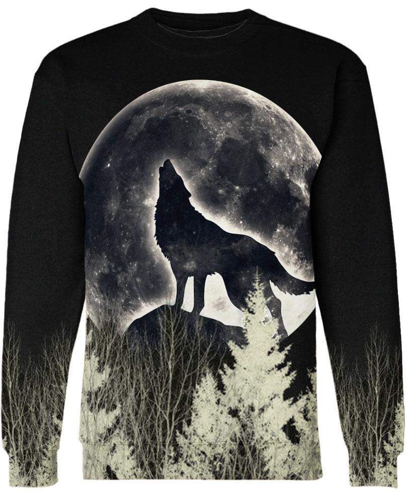 WelcomeNative Black Wolf Moon 3D Hoodie, All Over Print Hoodie, Native American