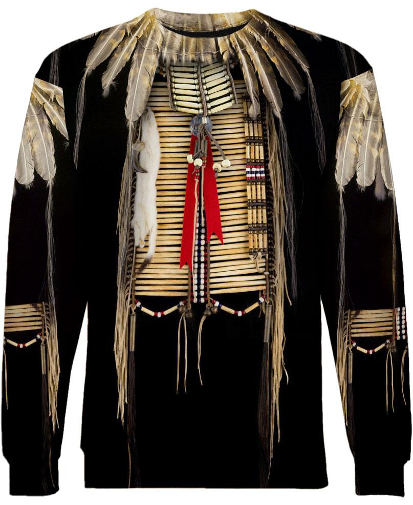 WelcomeNative Black Pattern Feather 3D Hoodie, All Over Print Hoodie, Native American