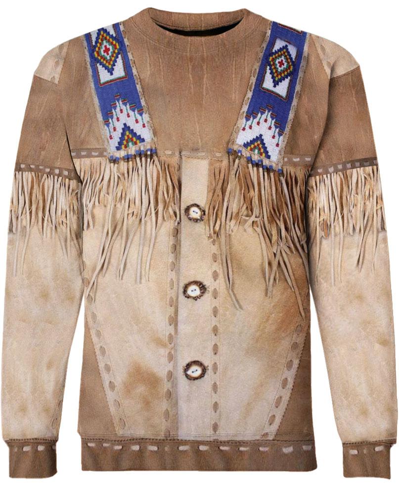 WelcomeNative Native Buckskin Beaded 3D Hoodie, All Over Print Hoodie, Native American
