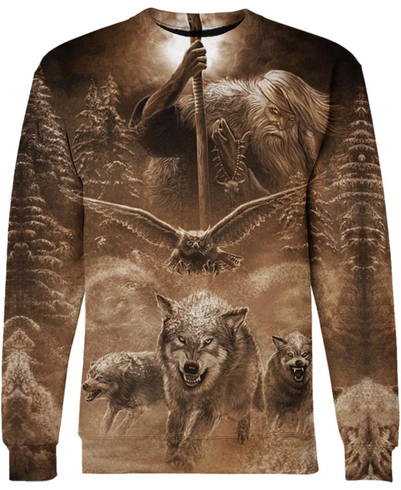 WelcomeNative Brown Animal Spirit 3D Hoodie, All Over Print Hoodie, Native American