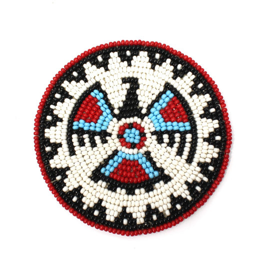 White Blue Red Craft Applique Eagle Beaded Patch Medallion Beadwork - Welcome Native