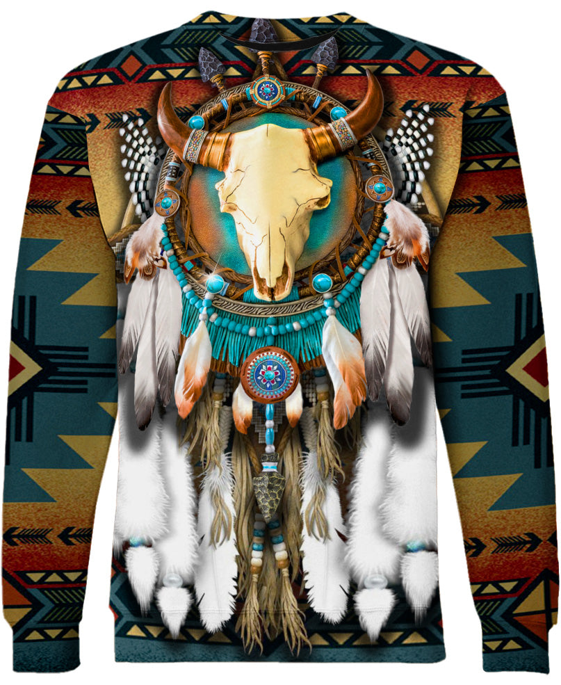 WelcomeNative Butterfly & Buffalo Skull 3D Hoodie, All Over Print Hoodie, Native American