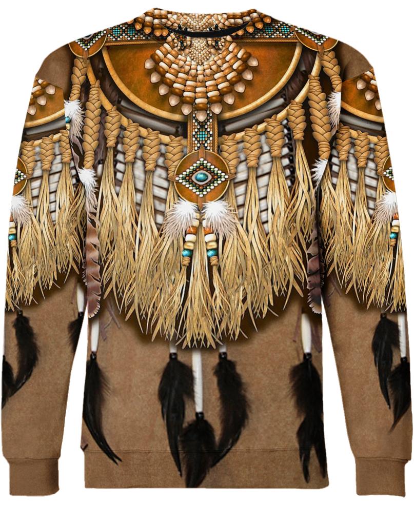 WelcomeNative Native Patterns Feathers Hoodie Dress, 3D Hoodie Dress, All Over Print Hoodie Dress