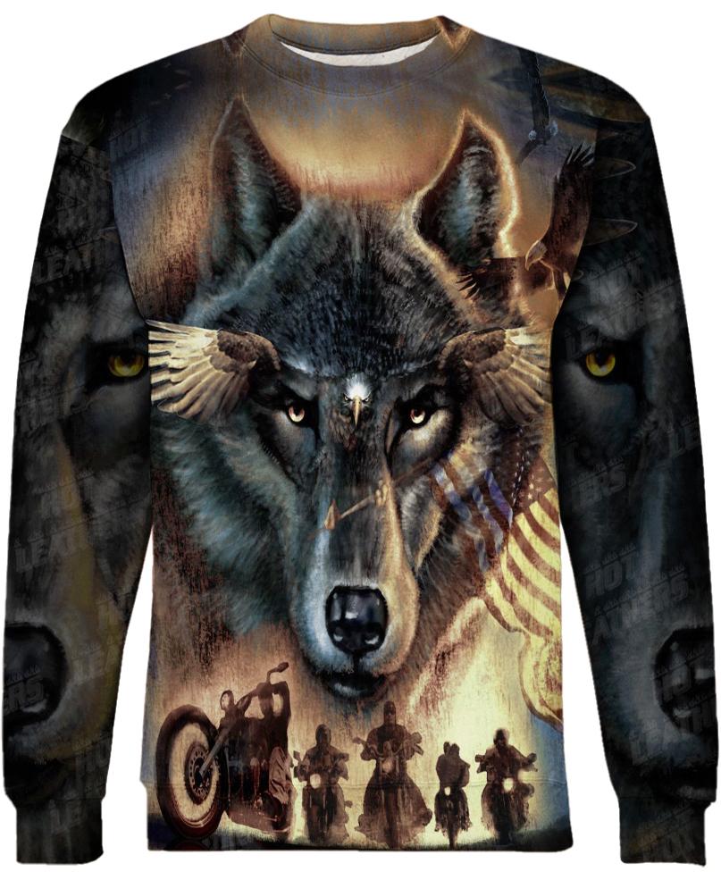 WelcomeNative Wolf Motorbike 3D Hoodie, All Over Print Hoodie, Native American