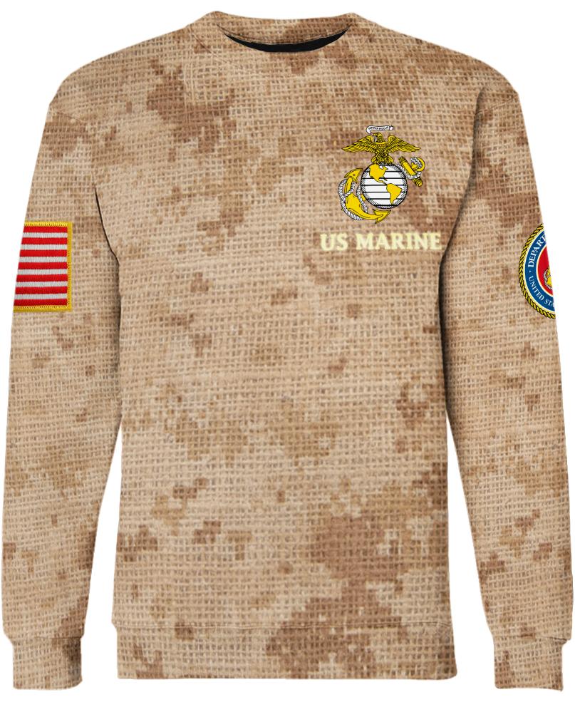 WelcomeNative Us Marine Brown 3D Hoodie, All Over Print Hoodie, Native American