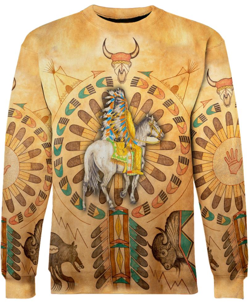 WelcomeNative Yellow Native Horse 3D Hoodie, All Over Print Hoodie, Native American
