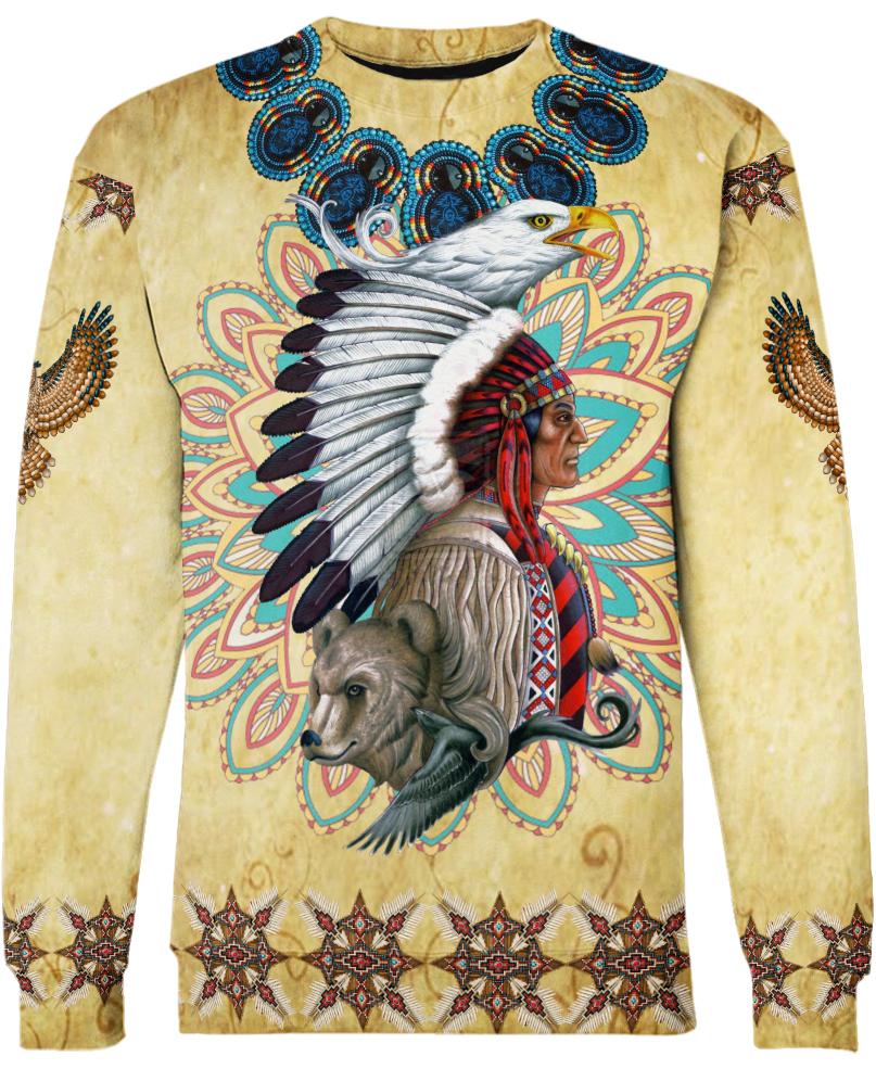 WelcomeNative Native Yellow Pattern 3D Hoodie, All Over Print Hoodie, Native American