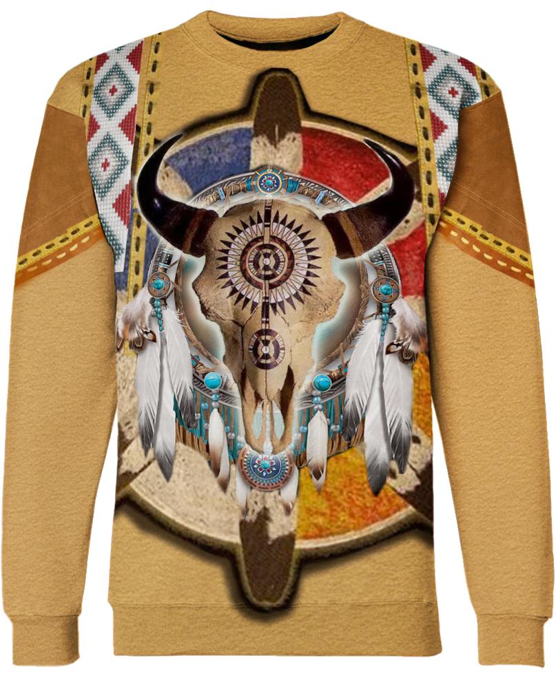 WelcomeNative Native Buffalo Yellow 3D Hoodie, All Over Print Hoodie, Native American