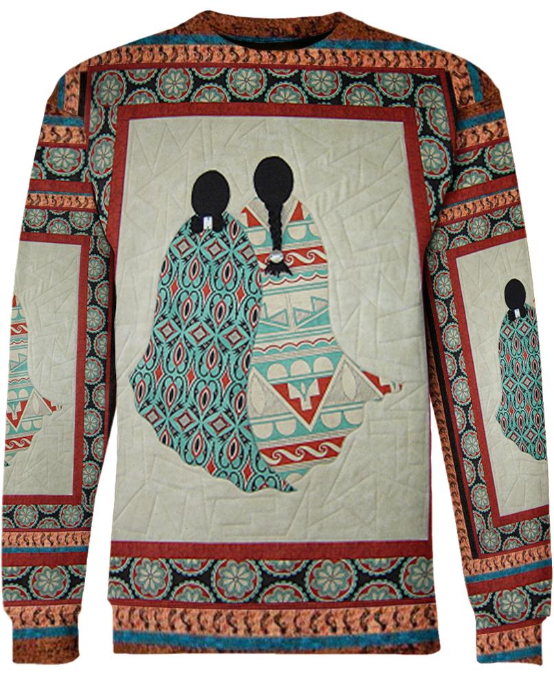 WelcomeNative Two Girls Motifs Bedding Set, 3D Bedding Set, All Over Print, Native American