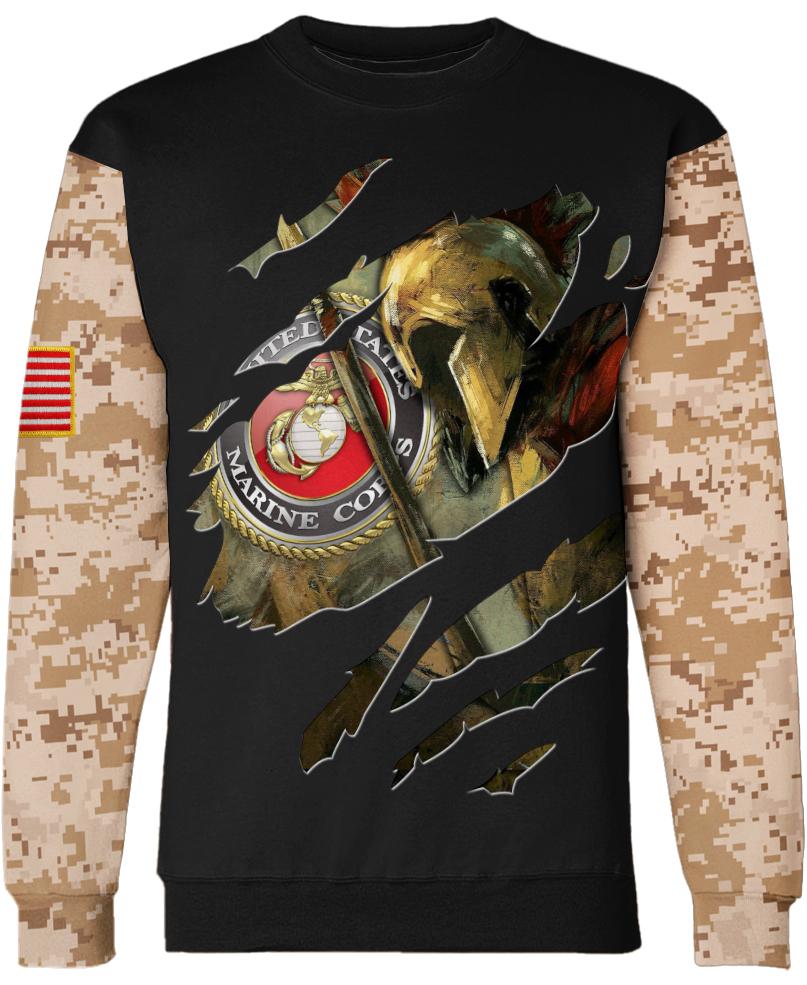 WelcomeNative Us Marine Brown Black 3D Hoodie, All Over Print Hoodie, Native American