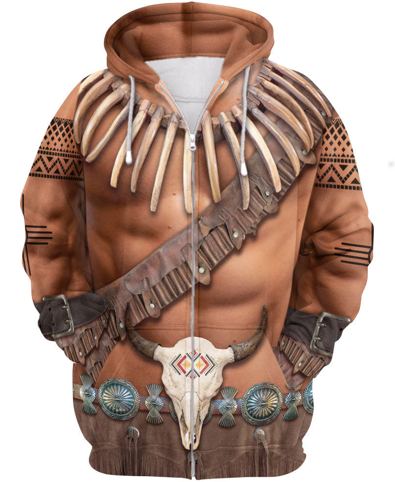 WelcomeNative Brown Skin Pattern Native American 3D Hoodie, All Over Print Hoodie