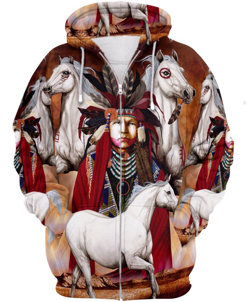 WelcomeNative Native Battle Horse 3D Hoodie, All Over Print Hoodie, Native American
