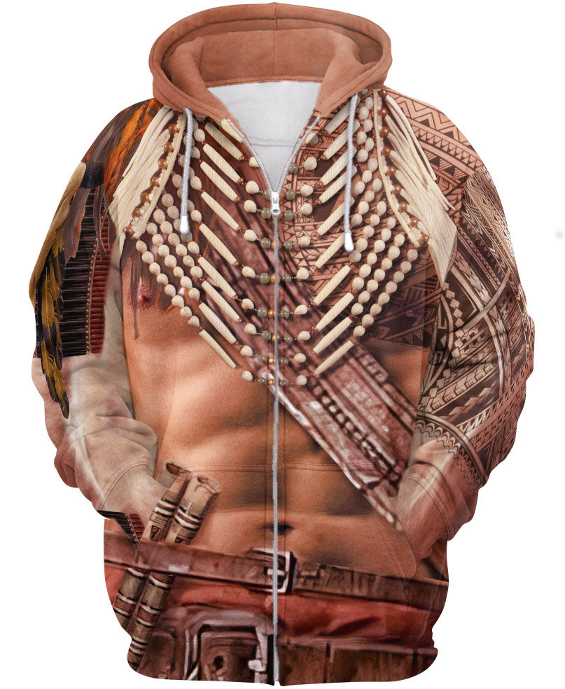 WelcomeNative Brown Motif Native American 3D Hoodie, All Over Print Hoodie