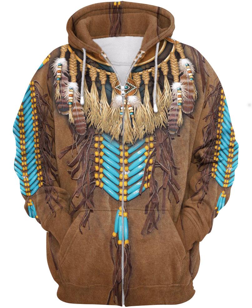 WelcomeNative Brown Native Pattern 3D Dream Cloak, All Over Print Dream Cloak, Native American