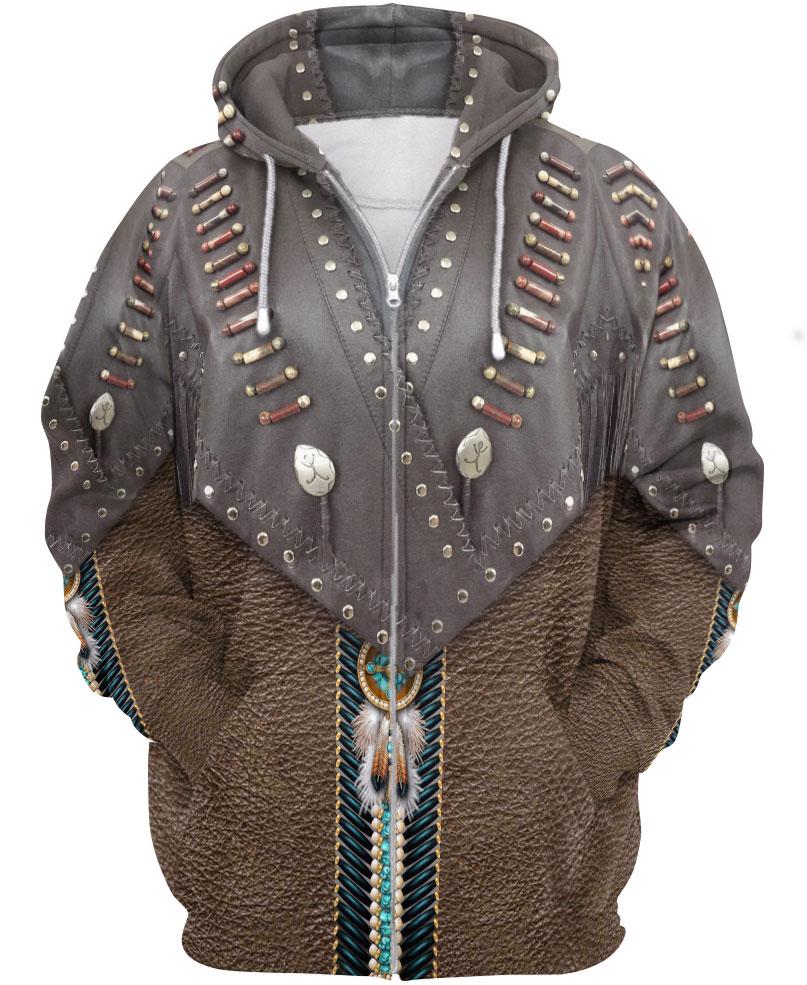 WelcomeNative Native Design Brown 3D Hoodie, All Over Print Hoodie, Native American