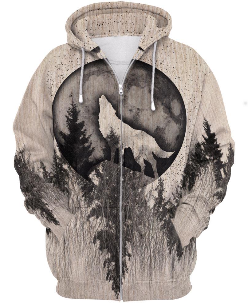 WelcomeNative Ancient Native Wolf 3D Hoodie, All Over Print Hoodie, Native American