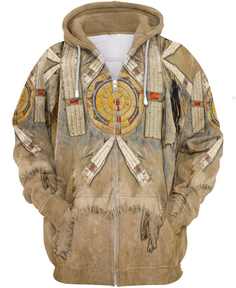 WelcomeNative Brown Printed Fur Native Style 3D Hoodie, All Over Print Hoodie, Native American