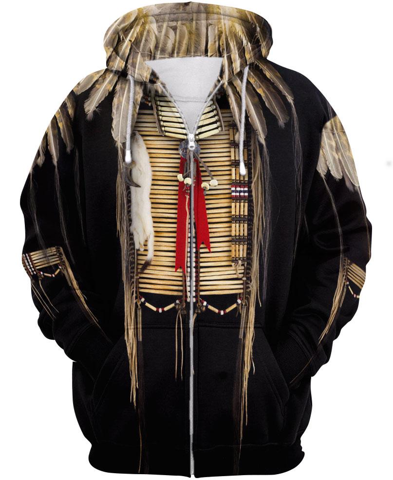 WelcomeNative Black Pattern Feather 3D Hoodie, All Over Print Hoodie, Native American