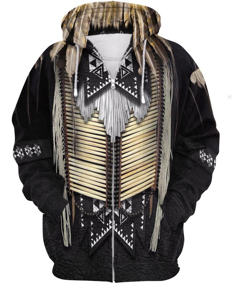 WelcomeNative Black Beaded 3D Hoodie, All Over Print Hoodie, Native American