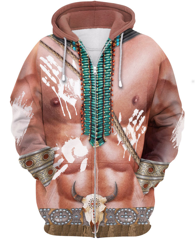 WelcomeNative Brown Skin Pattern Native American 3D Hoodie, All Over Print Hoodie