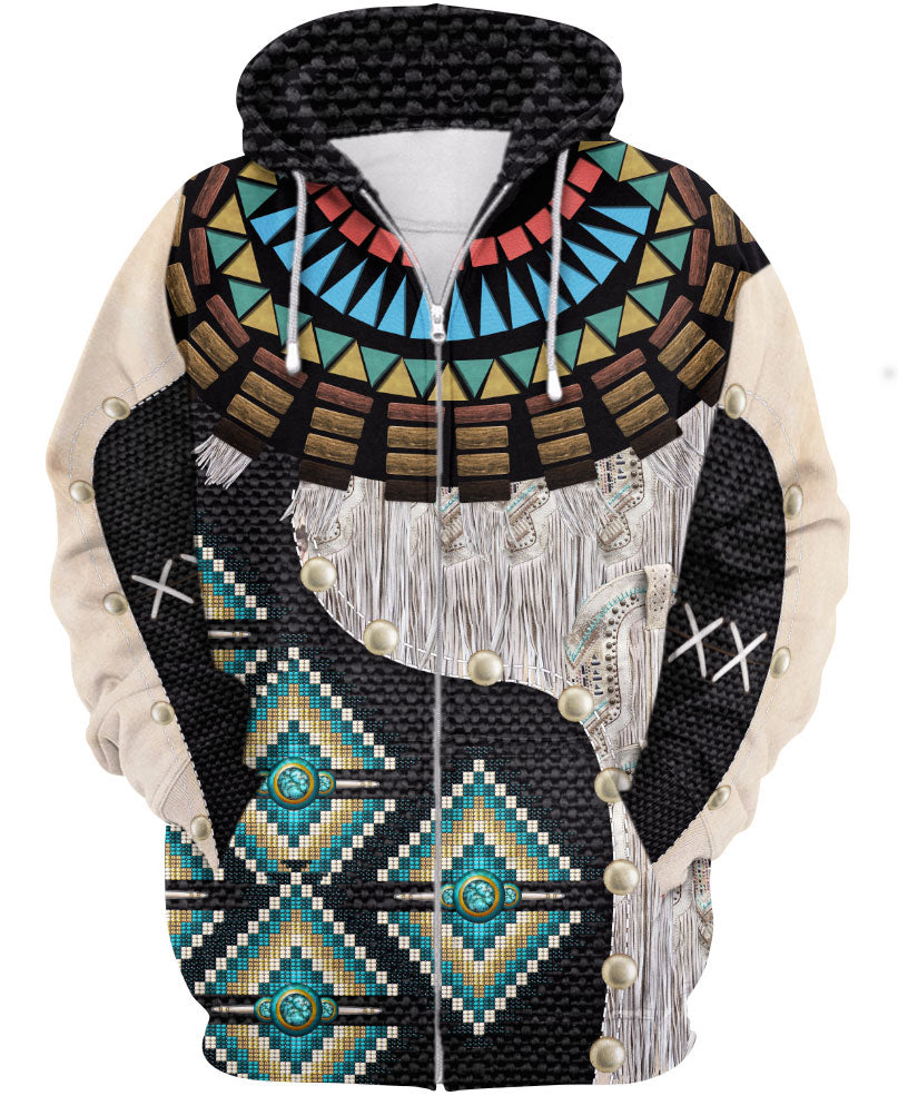 WelcomeNative Black Pattern Native American 3D Hoodie, All Over Print Hoodie