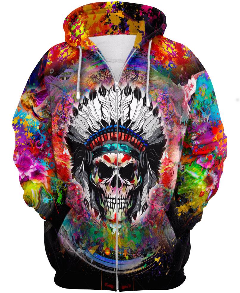 Color Native Skull - Welcome Native Spirit
