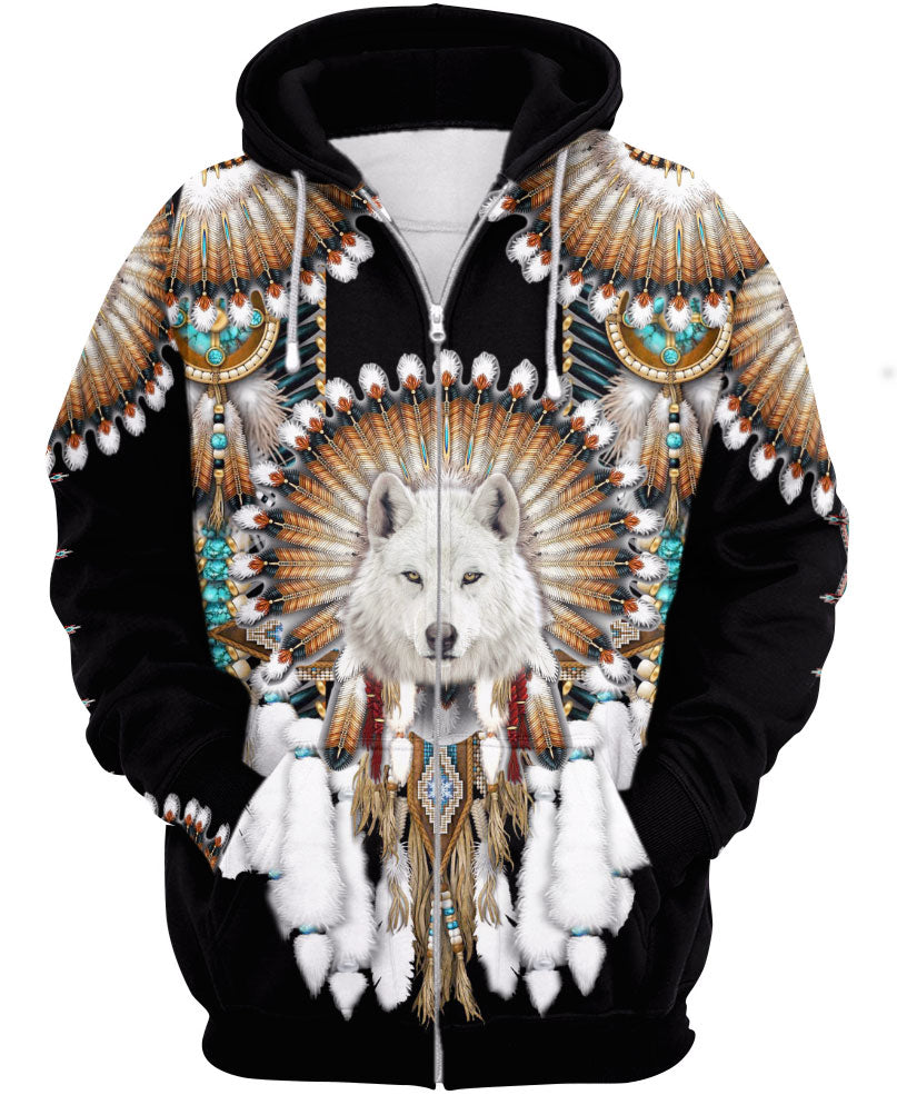WelcomeNative Native Wolf 3D Hoodie, All Over Print Hoodie, Native American