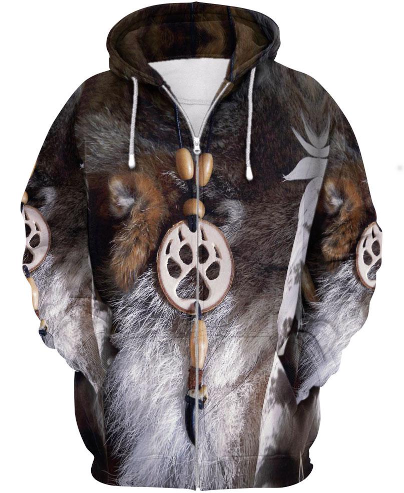 WelcomeNative Animal Fur Motifs 3D Hoodie, All Over Print Hoodie, Native American