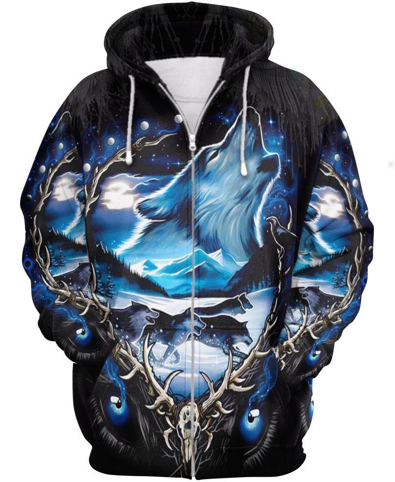 WelcomeNative Galaxy Wolf Bedding Set, 3D Bedding Set, All Over Print, Native American