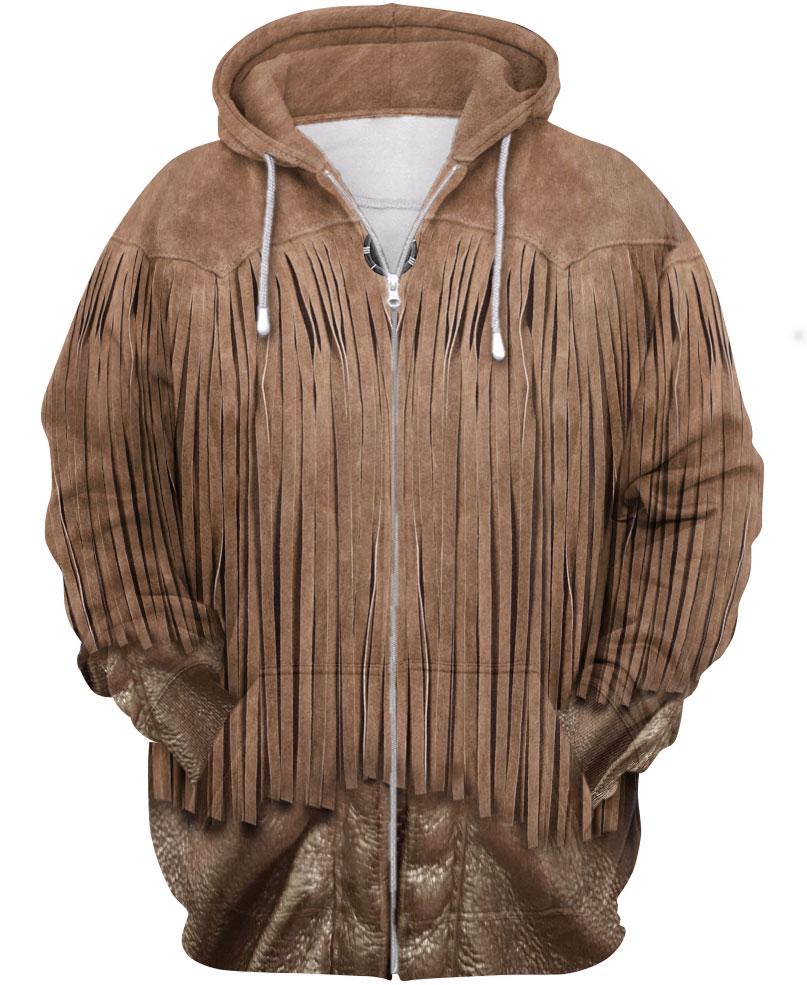 WelcomeNative Brown Tassels 3D Hoodie, All Over Print Hoodie, Native American