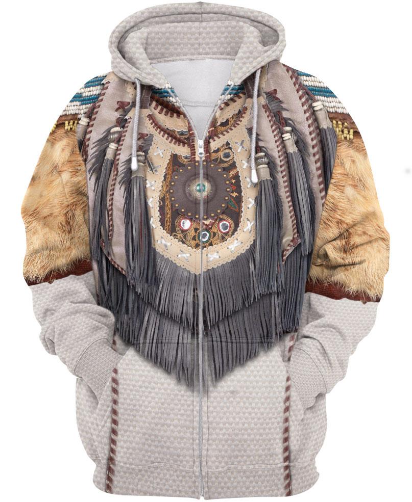 WelcomeNative 3D Native Smooth Fur Hoodie, All Over Print Hoodie, Native American