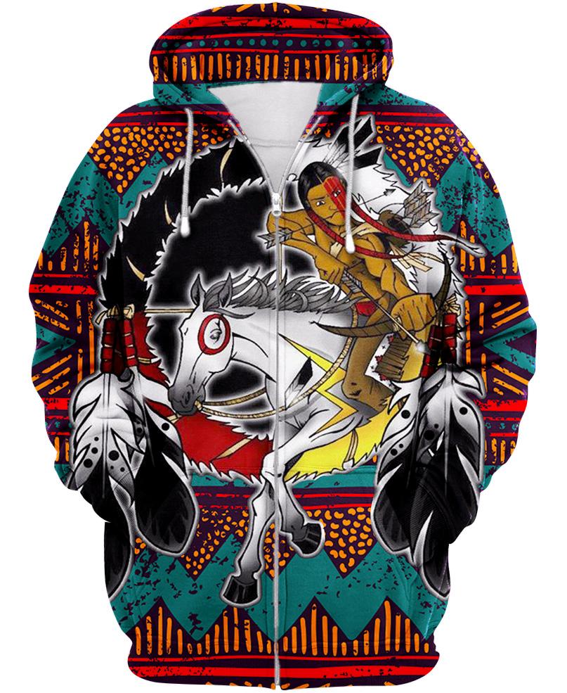 WelcomeNative Native Horse Hoodie, All Over Print Hoodie, Native American