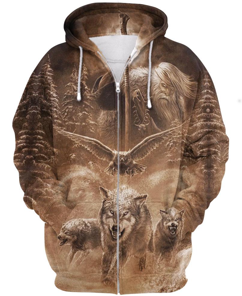 WelcomeNative Brown Animal Spirit 3D Hoodie, All Over Print Hoodie, Native American