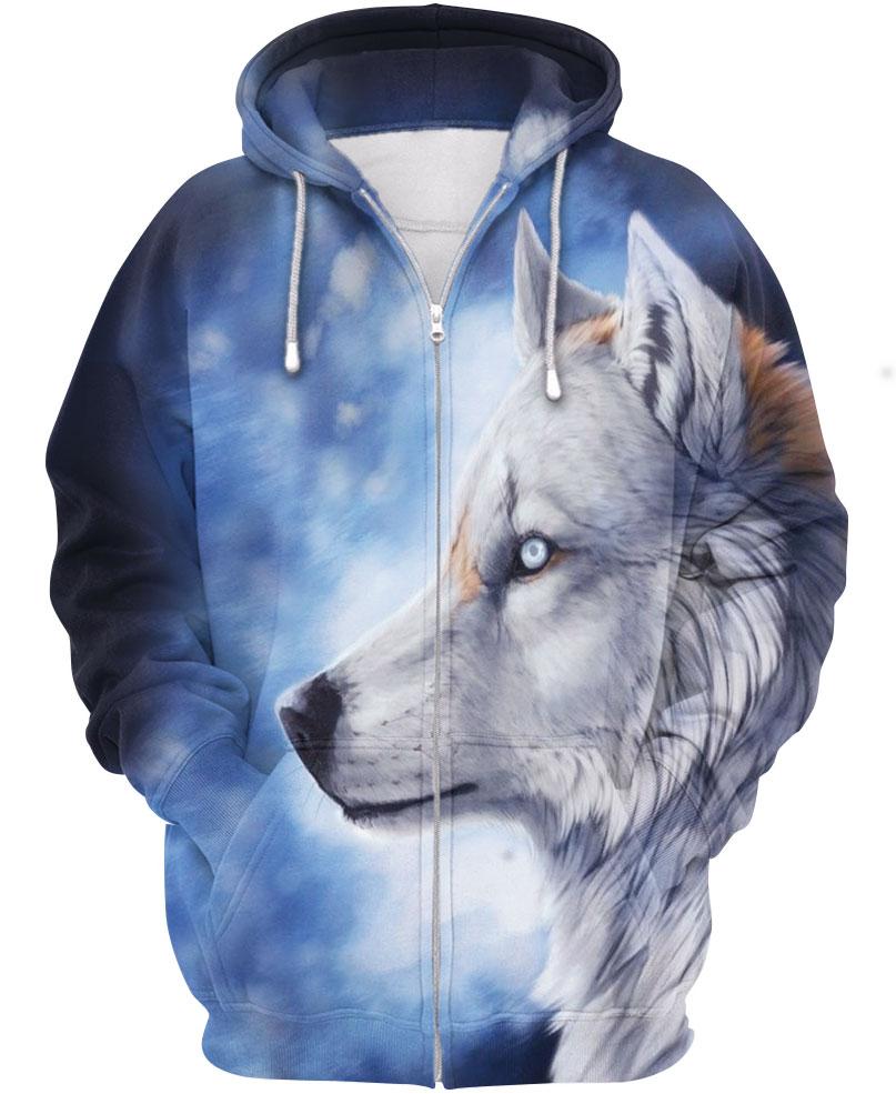 WelcomeNative White Wolf 3D Hoodie, All Over Print Hoodie, Native American