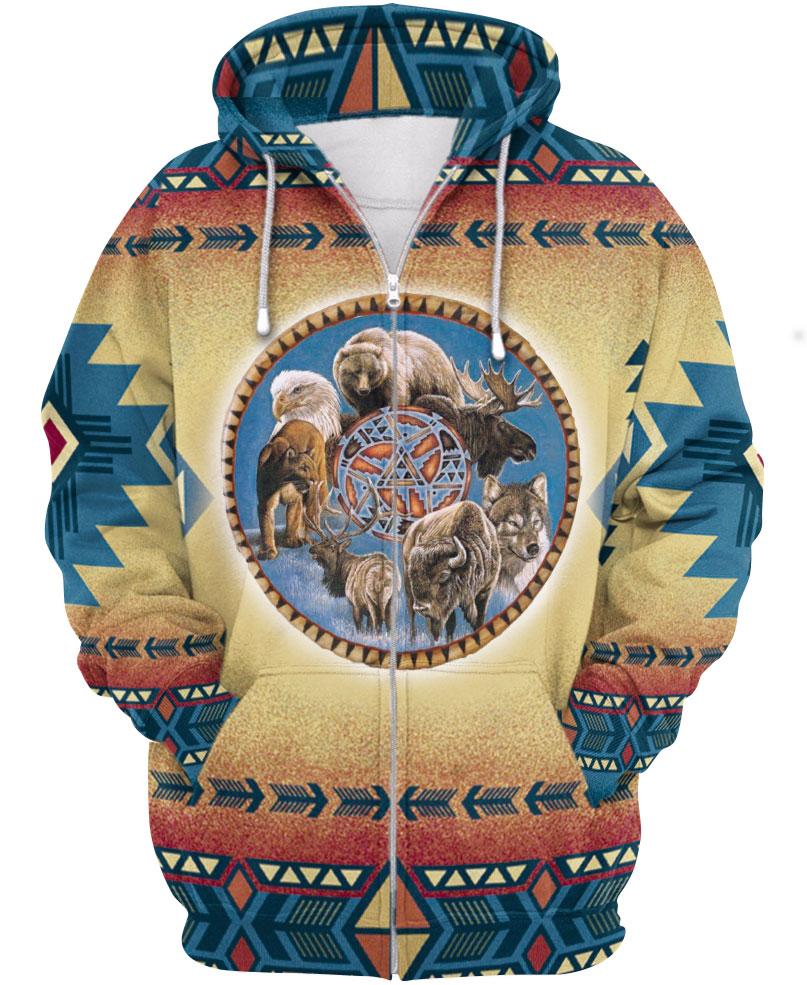 WelcomeNative Native Animal Spirit 3D Hoodie, All Over Print Hoodie, Native American