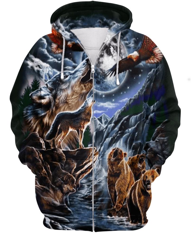 WelcomeNative Native Animal 3D Hoodie, All Over Print Hoodie, Native American