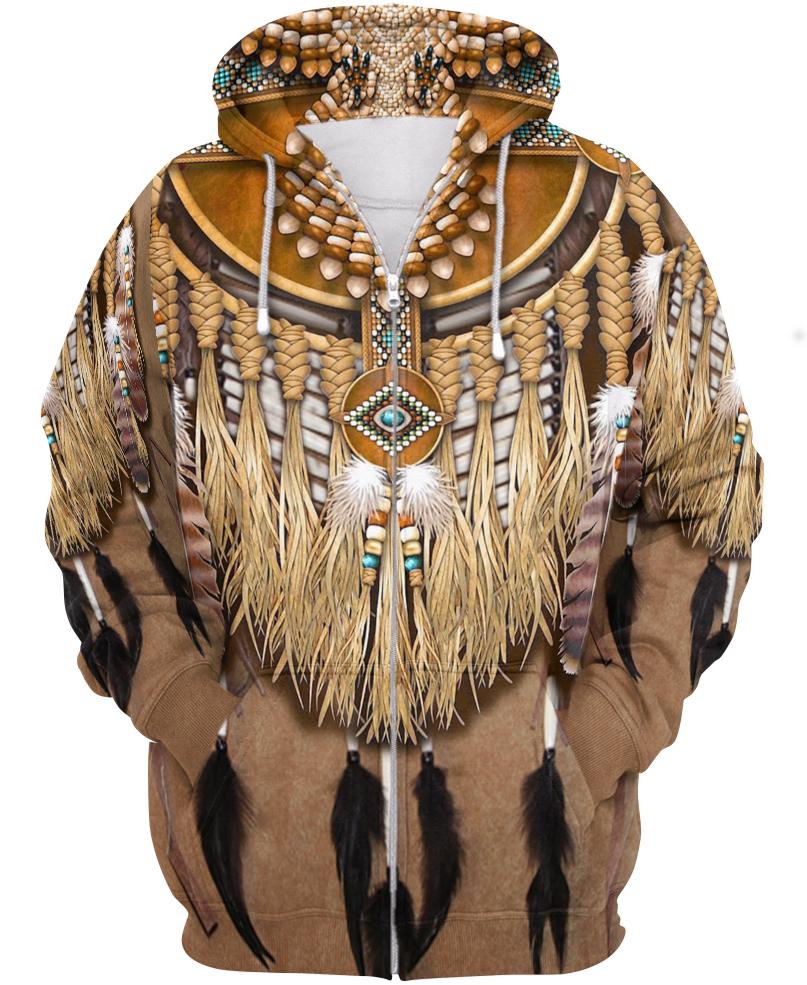 WelcomeNative Native Patterns Feathers 3D Hoodie, All Over Print Hoodie, Native American