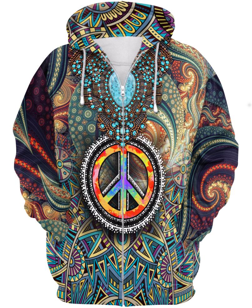 WelcomeNative Hippie Peace 3D Hoodie, All Over Print Hoodie, Native American