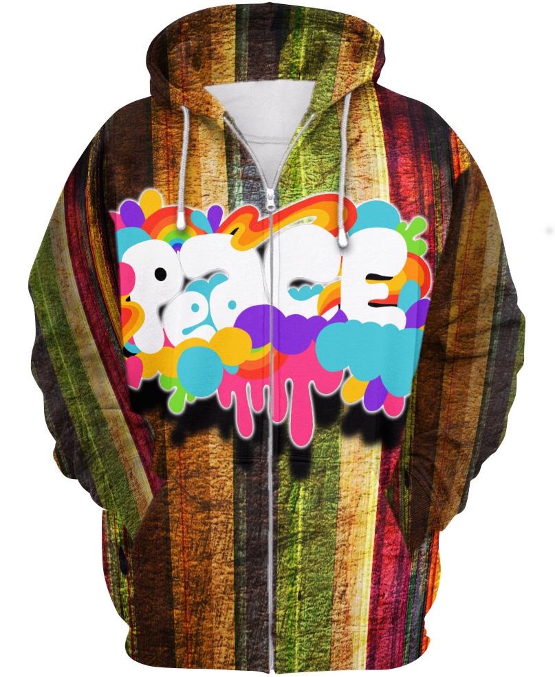 WelcomeNative Multicolor Peace 3D Hoodie, All Over Print Hoodie, Native American