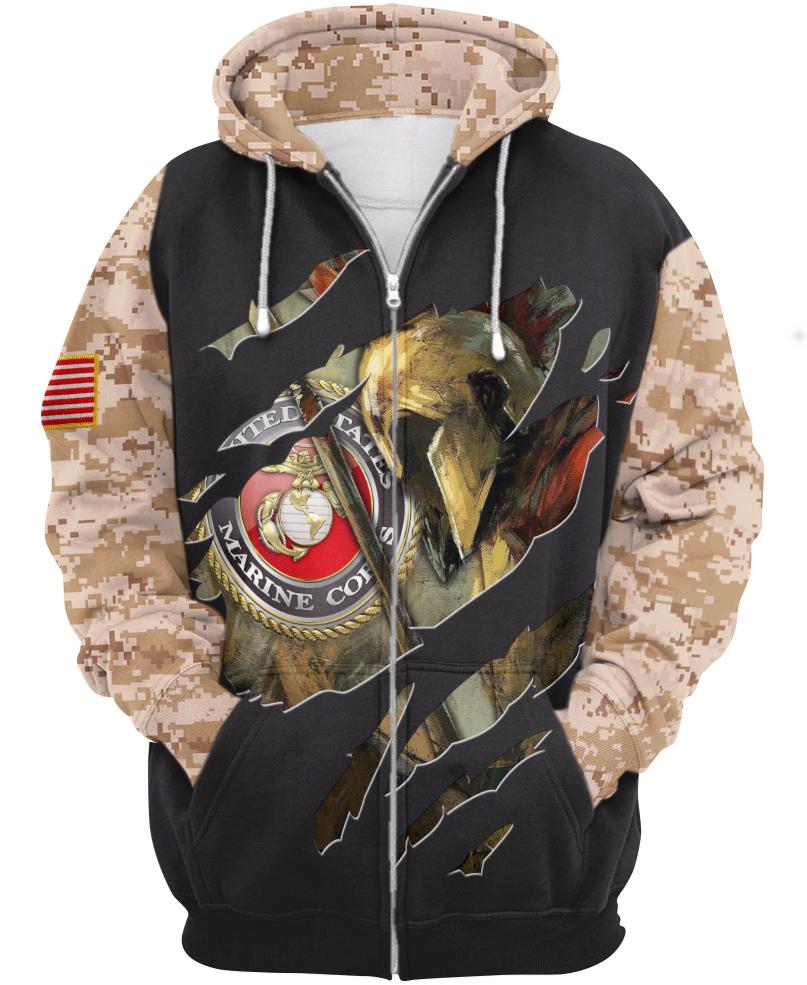 WelcomeNative Us Marine Brown Black 3D Hoodie, All Over Print Hoodie, Native American