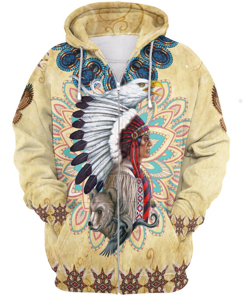 WelcomeNative Native Yellow Pattern 3D Hoodie, All Over Print Hoodie, Native American