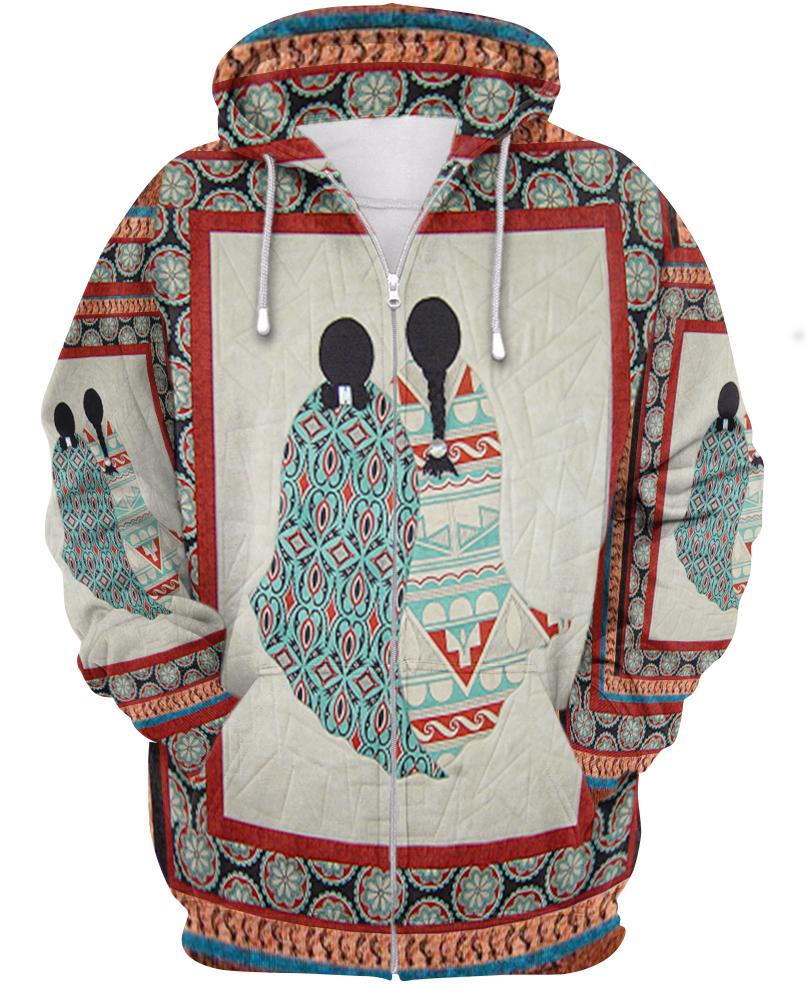 WelcomeNative Two Girls Motifs Bedding Set, 3D Bedding Set, All Over Print, Native American